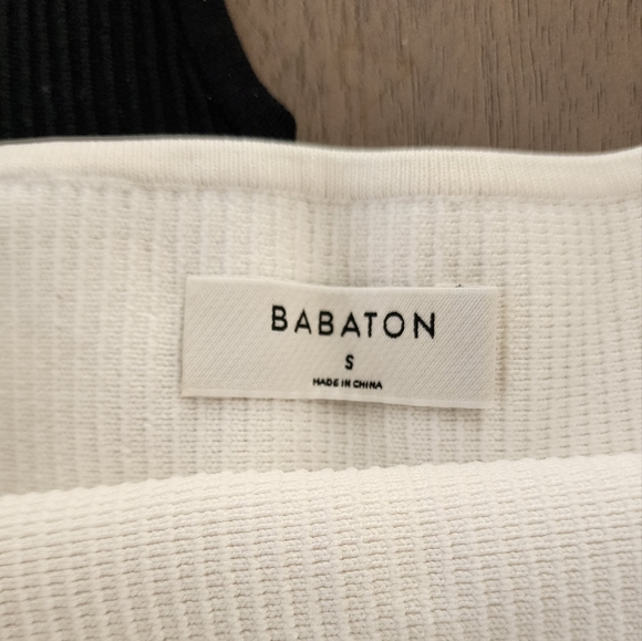 ARITZIA BABATON Sculpt Knit Squareneck Ribbed Tank Top Black and White in Small - Picture 2 of 9